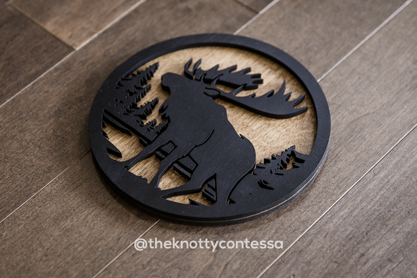 Canadian Moose - Antlers Ahead - Premium "O" Cut Out - The Knotty Contessa's Welcome To Our Home Sign