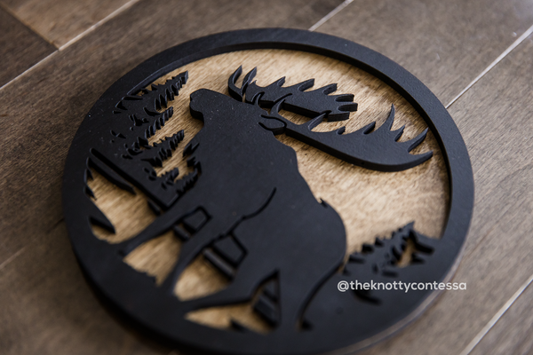 Canadian Moose - Antlers Ahead - Premium "O" Cut Out - The Knotty Contessa's Welcome To Our Home Sign