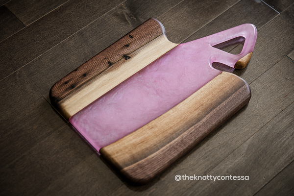 Sweetheart Triangle Handle - Black Walnut/Cotton Candy Charcuterie Board CHB-TRI-CC-05