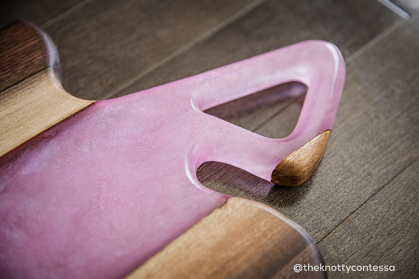 Sweetheart Triangle Handle - Black Walnut/Cotton Candy Charcuterie Board CHB-TRI-CC-05