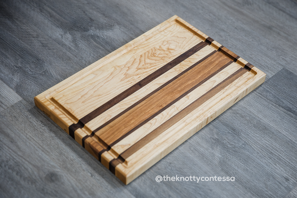 Hardwood Cutting/Chopping Board w/ Juice Grove - Maple/Walnut/Cherry CUT-MDOMJG-09