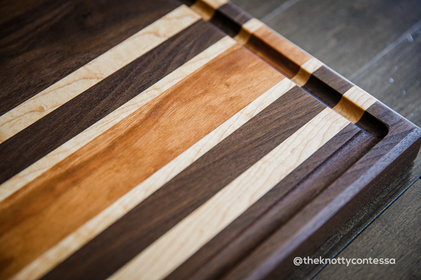 Hardwood Cutting/Chopping Board w/ Juice Grove - Walnut/Maple/Cherry CUT-DOMJG-09