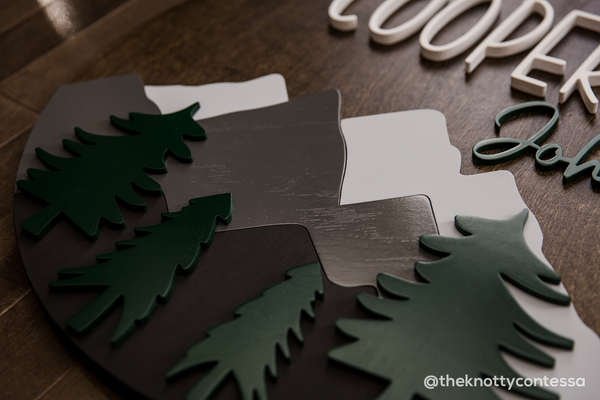 Nursery Round - Layered Mountains and Evergreens