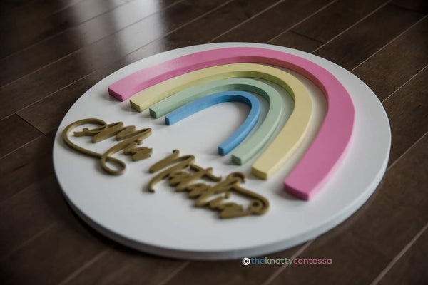 Nursery Round - Rainbow White Backer