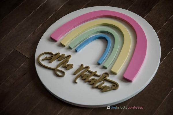Nursery Round - Rainbow White Backer