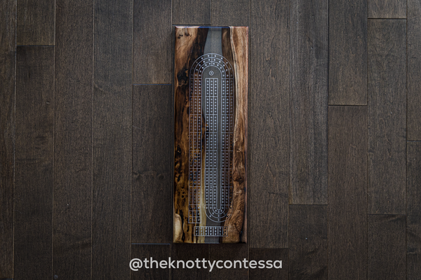 The 29 Hand Luxury Live Edge Cribbage Board - Crystal Grain  (Clear) - CB-CG-002
