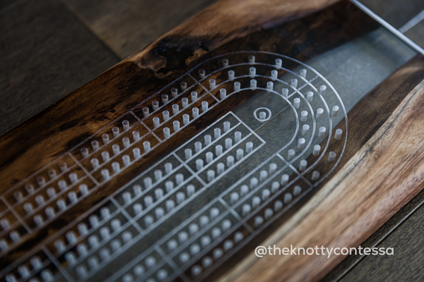 The 29 Hand Luxury Live Edge Cribbage Board - Crystal Grain  (Clear) - CB-CG-002