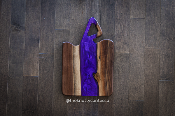 Sweetheart Triangle Handle - Black Walnut/Purple Haze Charcuterie Board CHB-TRI-PHZ-07
