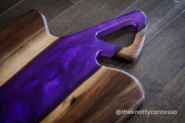 Sweetheart Triangle Handle - Black Walnut/Purple Haze Charcuterie Board CHB-TRI-PHZ-07