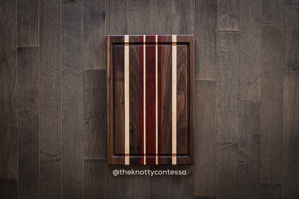 Exotic Hardwood Cutting/Chopping Board w/ Juice Grove - Walnut/Padauk/Maple CUT-EXO-14