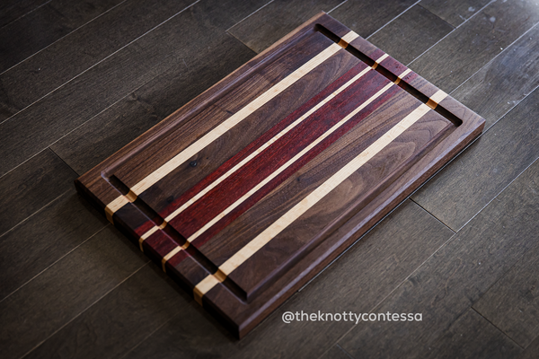 Exotic Hardwood Cutting/Chopping Board w/ Juice Grove - Walnut/Padauk/Maple CUT-EXO-14
