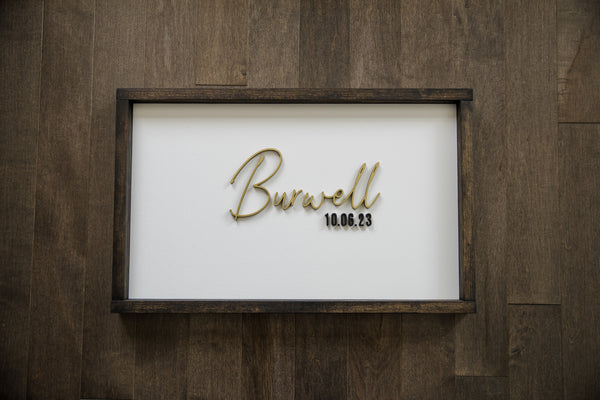 Elegant Gold and Black Wedding Signing Board / Family Name Sign with Date