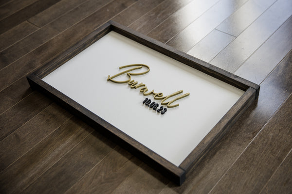 Elegant Gold and Black Wedding Signing Board / Family Name Sign with Date