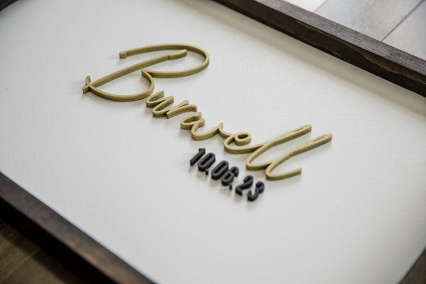 Elegant Gold and Black Wedding Signing Board / Family Name Sign with Date