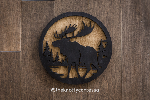 Canadian Moose - Antlers Ahead - Premium "O" Cut Out - The Knotty Contessa's Welcome To Our Home Sign
