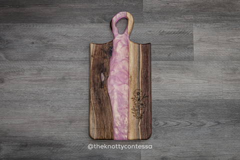 The Grande van Gogh Handle Black Walnut/Bashful Bubble Gum Charcuterie Board - CHB-GvGO-BBG-01