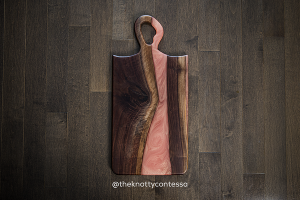 Grande van Gogh Handle - Black Walnut/Rose Gold Charcuterie Board CHB-VG-RG-01