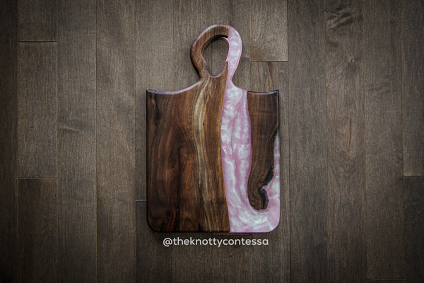 Sweetheart van Gogh Handle - Black Walnut/Cotton Candy Charcuterie Board CHB-VG-CC-06