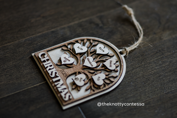 Side view of Family Tree Ornament