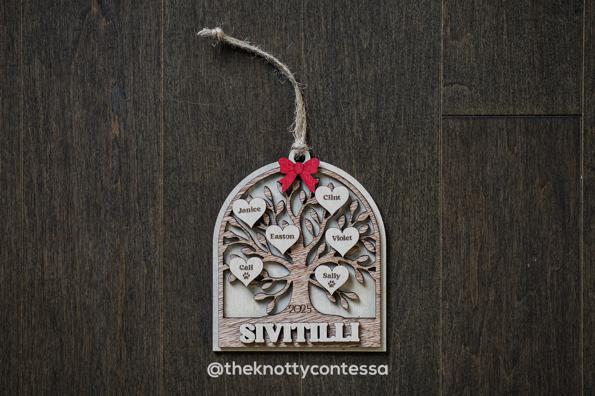 Family Tree Ornament with four names