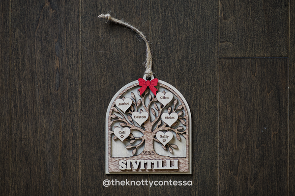 Family Tree Ornament with four names