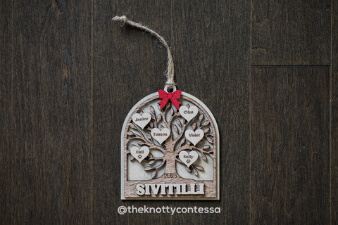 Family Tree Ornament with four names