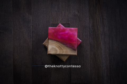 Luxury Black Walnut and Pink Beverage Coasters (set of 4) - COAST_PK_001