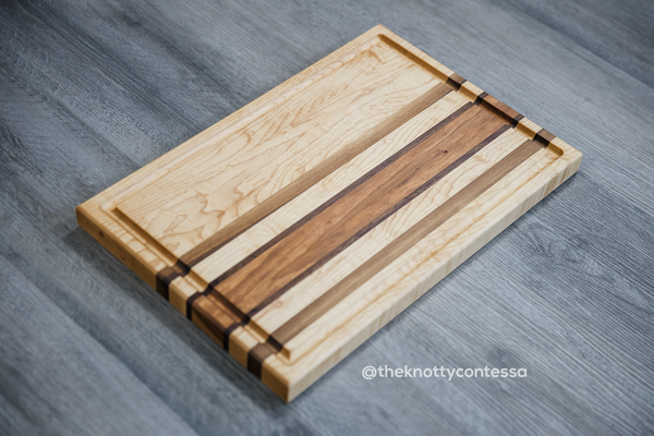 Hardwood Cutting/Chopping Board w/ Juice Grove - Maple/Walnut/Cherry CUT-MDOMJG-08