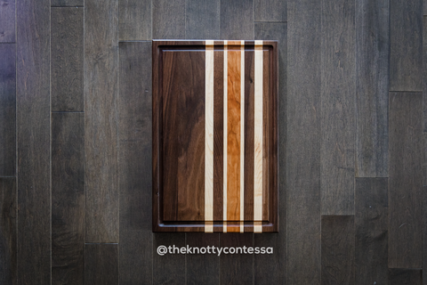 Hardwood Cutting/Chopping Board w/ Juice Grove - Walnut/Maple/Cherry CUT-DOMJG-07