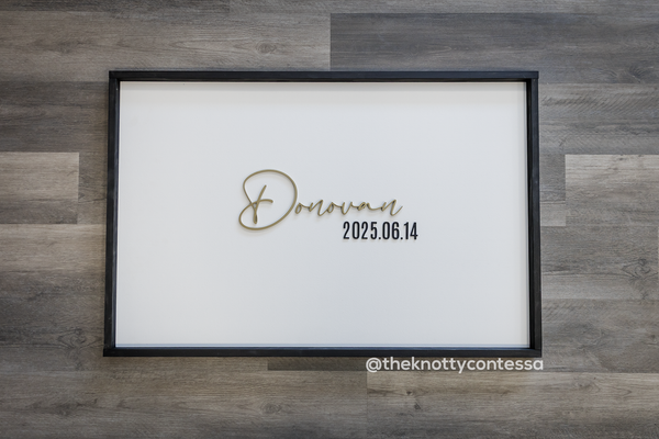 Elegant Gold and Black Wedding Signing Board / Family Name Sign with Date