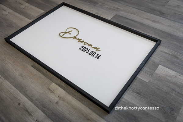 Elegant Gold and Black Wedding Signing Board / Family Name Sign with Date