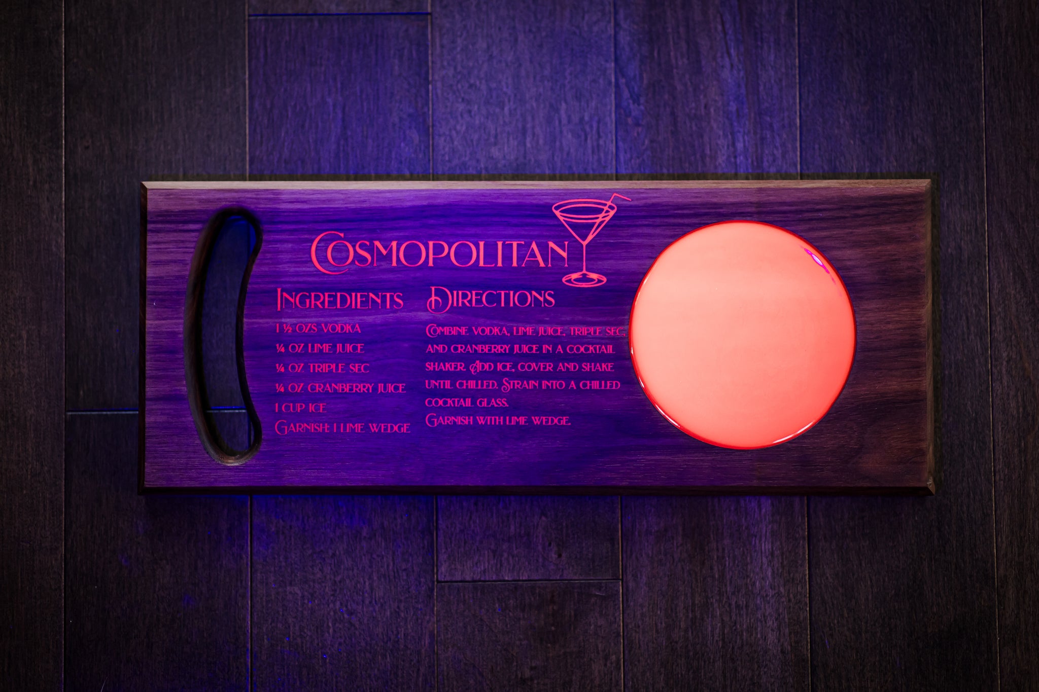 Retro Cocktail Caddy - Cosmopolitan - Fluorescent Pink Epoxy