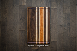 Hardwood Cutting/Chopping Board w/ Juice Grove - Walnut/Maple/Cherry CUT-DOMJG-09