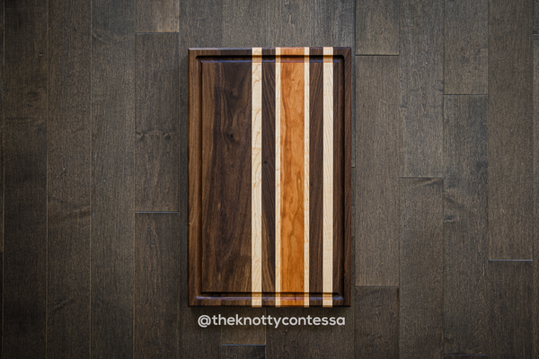 Hardwood Cutting/Chopping Board w/ Juice Grove - Walnut/Maple/Cherry CUT-DOMJG-09