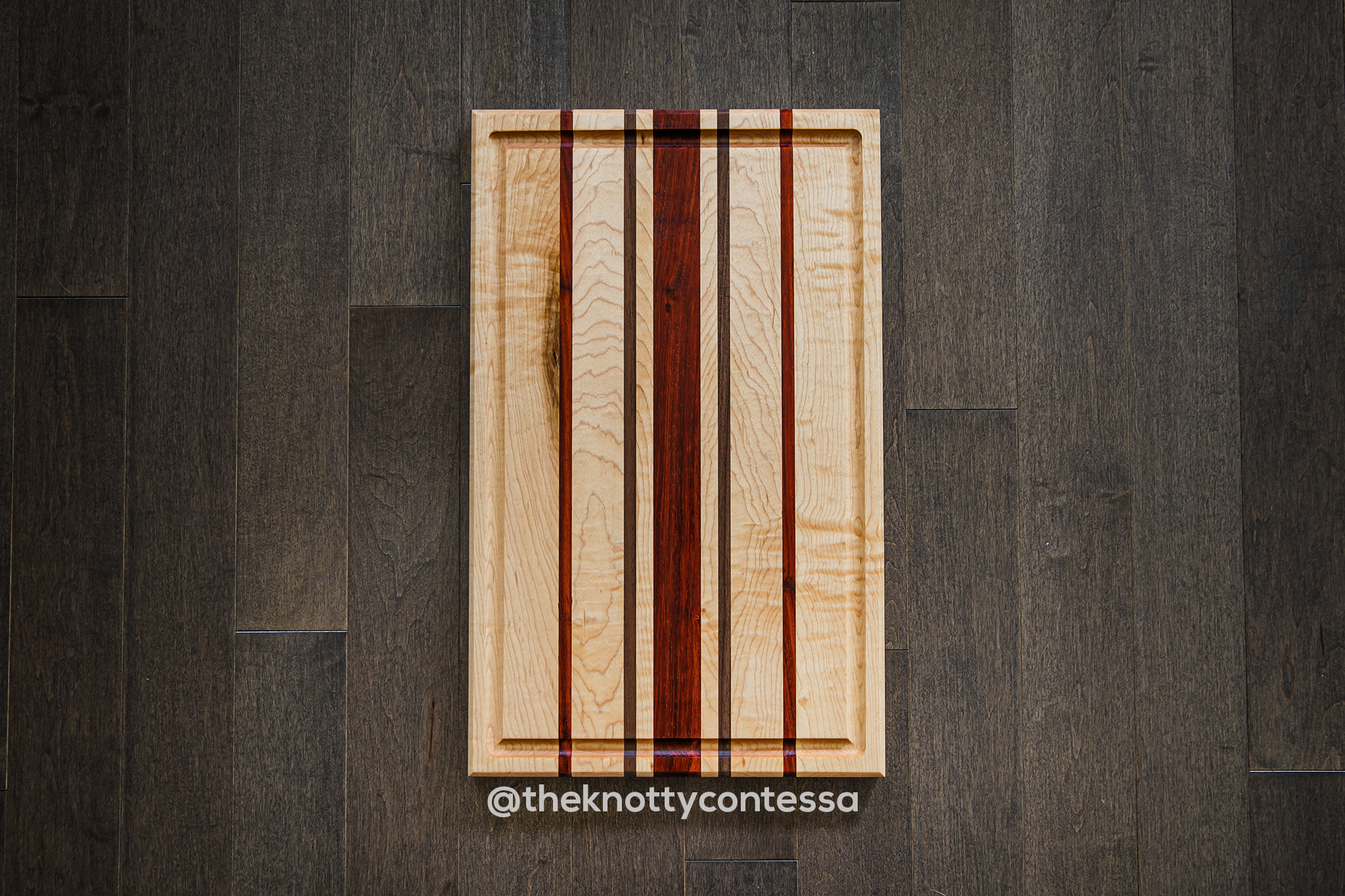 Exotic Hardwood Cutting/Chopping Board w/ Juice Grove - Maple/Padauk/Walnut CUT-EXO-13