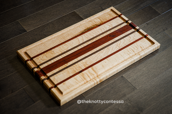 Exotic Hardwood Cutting/Chopping Board w/ Juice Grove - Maple/Padauk/Walnut CUT-EXO-13