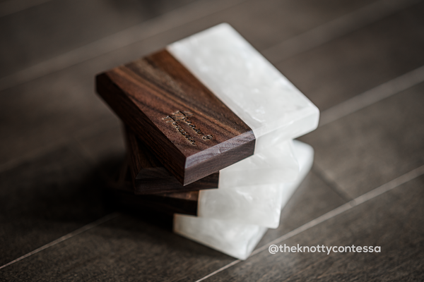 Custom Colour Luxury Black Walnut and Epoxy Beverage Coasters (set of 4)