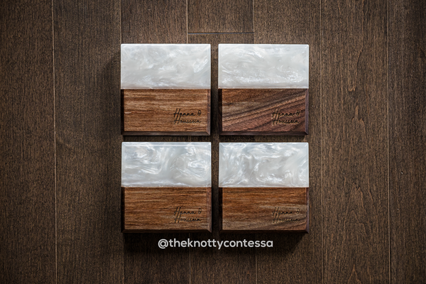 Custom Colour Luxury Black Walnut and Epoxy Beverage Coasters (set of 4)