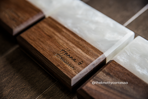 Custom Colour Luxury Black Walnut and Epoxy Beverage Coasters (set of 4)