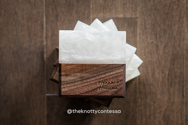 Custom Colour Luxury Black Walnut and Epoxy Beverage Coasters (set of 4)