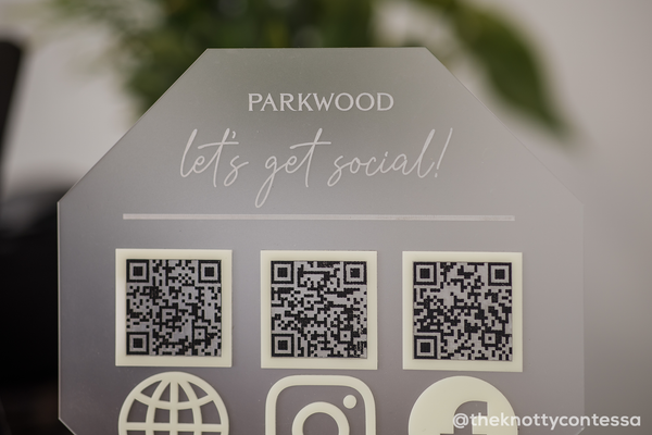 Triple QR Code Acrylic Social Media Business Sign