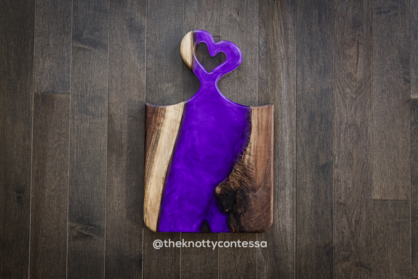 Sweetheart Heart Handle - Black Walnut/Purple Haze Charcuterie Board CHB-HRT-PHZ-06