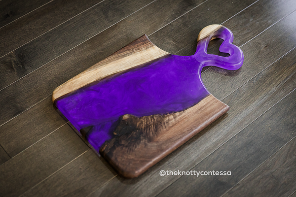Sweetheart Heart Handle - Black Walnut/Purple Haze Charcuterie Board CHB-HRT-PHZ-06