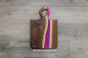 Sweetheart van Gogh Handle - Black Walnut/Pink- Violet Colour Shift Charcuterie Board CHB-SvGO-PKVI-03