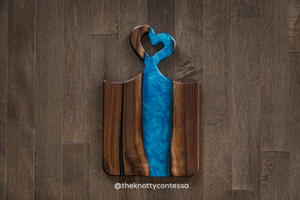 Sweetheart Heart Handle - Black Walnut/Gold Blue Charcuterie Board CHB-HRT-GBL-07