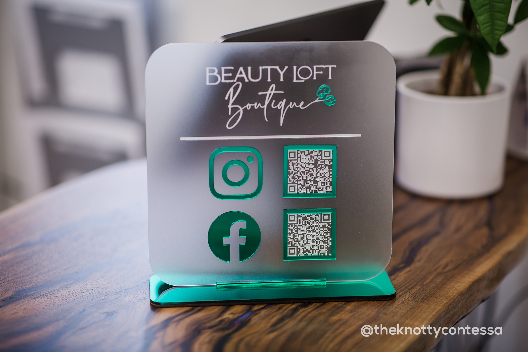 Double QR Code Acrylic Social Media Business Sign