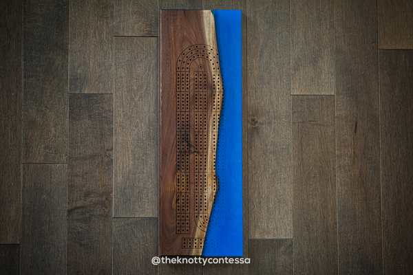 Custom 29 Hand Luxury Black Walnut / Epoxy Cribbage Board