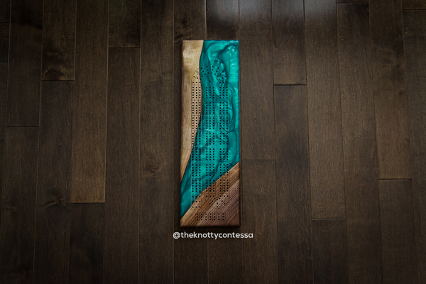 Custom 29 Hand Luxury Black Walnut / Epoxy Cribbage Board