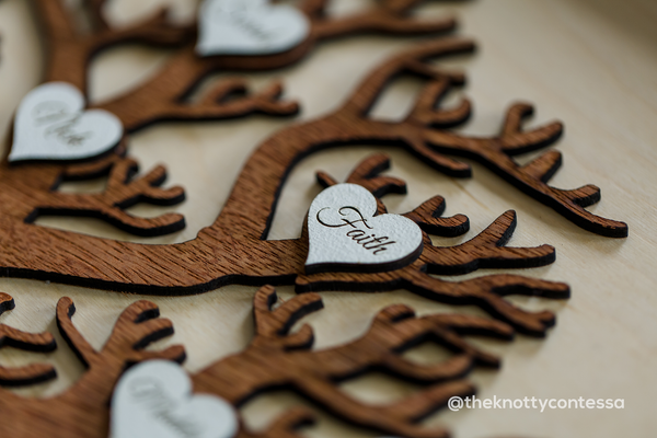 Family Tree with Customized Hearts - Framed Family Sign