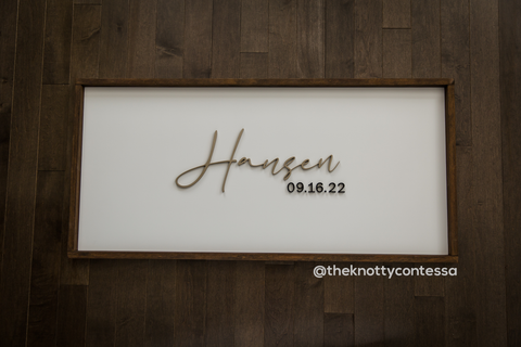 Elegant Gold and Black Wedding Signing Board / Family Name Sign with Date